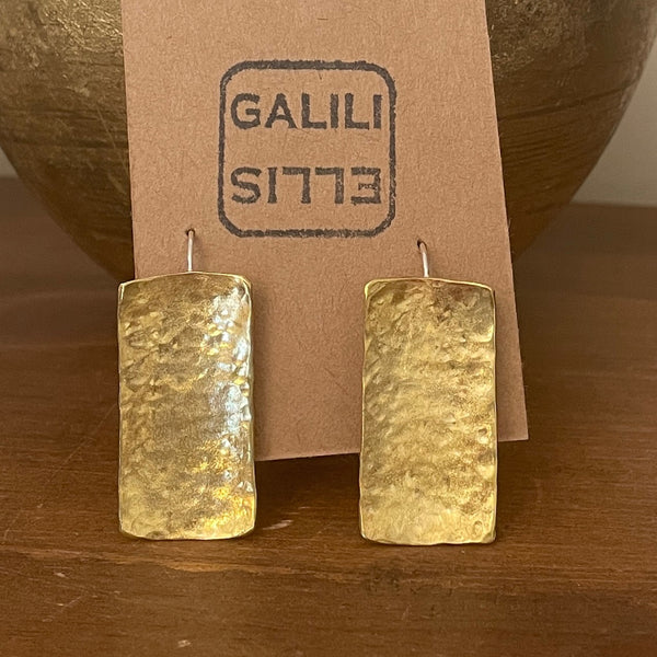 Rectangular brass earrings