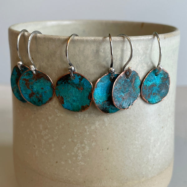 Copper patina earrings