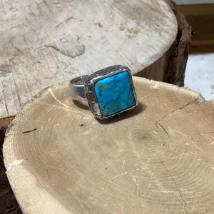 Silver ring with a big turquoise