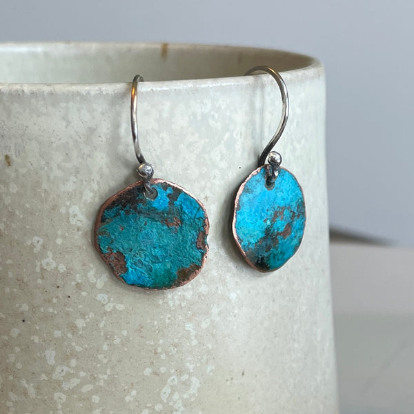 Copper patina earrings