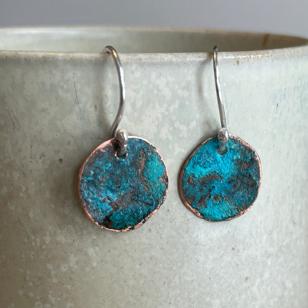Copper patina earrings